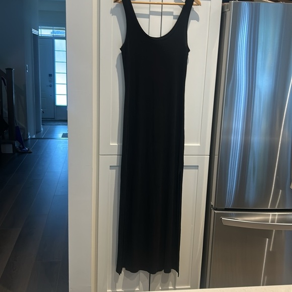 Bebe Black Tank Maxi Slit Dress Rainbow Rhinestone Logo Bodycon Y2K 90’s Size M - Picture 8 of 16